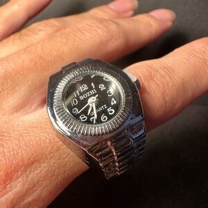 Y2K Vintage Style Silver and Black Adjustable Watch Ring
